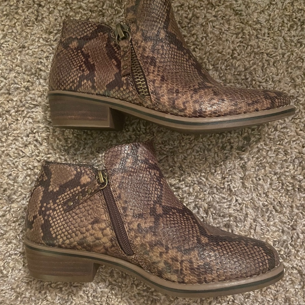 Faux snake print boots
